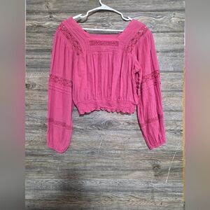 American Eagle Outfitters Pink Lace Blouse Size Small